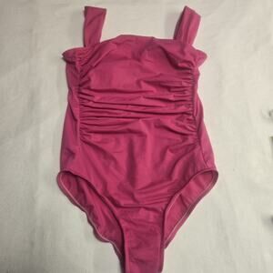TRIM SHAPER Woman Sz 16 Pink One Piece Rhed Bathing Suit Beach Resort FLAW